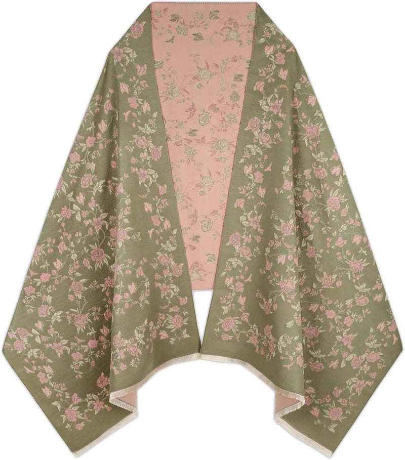 EXTREE Scarfs for Women Pashmina Silky Shawl Wrap for Evening Dressing Blanket Open Front Poncho Cape - Image 1